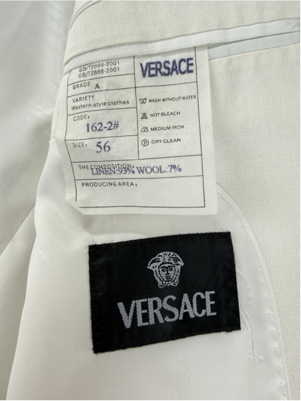 Vintage Gianni Versace 93% Linen 7% Wool Men 2 Piece Suit Set 56 Blazer/40 Pants - Picture 2 of 16
